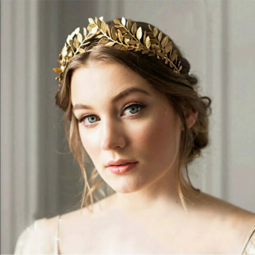 Gold Goddess leaf hair crown
